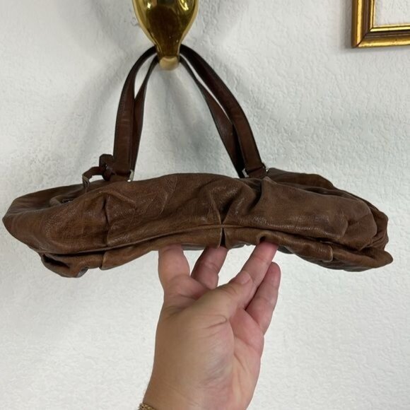 JIL SANDER Vintage Black Leather Pleated Shoulder Bag - Picture 6 of 13